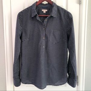Merona Blue Striped Cotton Popover